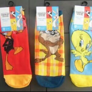 Looney Tunes Tweety Ankle High Socks, 3 Pairs Size 9-11